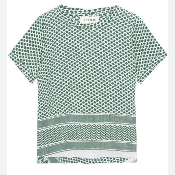 Cecilie Copenhagen O Cotton-Jacquard Top - Forest Green‎ - Picture 1 of 12